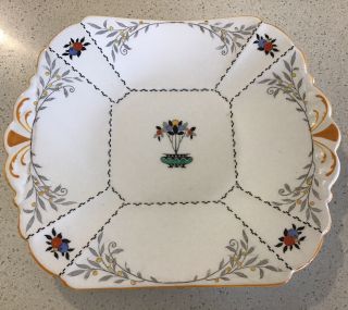Vintage Shelley Art Deco Queen Anne Cake Plate,  No.  11565,  Hp,  Jewelled.  Rare