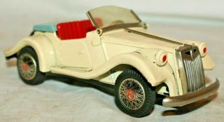 Rare 1952 Vintage Mg Sports Car Convertible Tin Friction Toy Sss Japan 6.  5 " Long