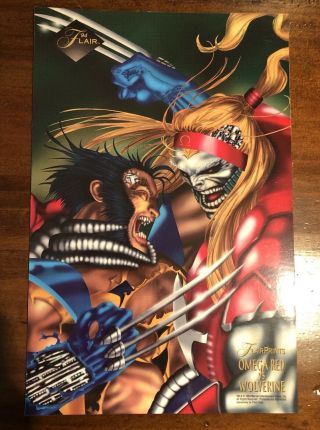 1994 Flair Marvel Promo Print Wolverine Vs Omega Red Large Print Rare