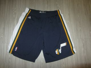 Utah Jazz Nba Basketball Navy Blue Player Cut Shorts Xl Adidas Sewn Retro Rare