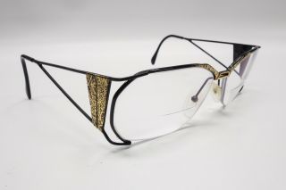 Vtg Rare Neostyle Rx Eyeglasses Frames Jet 209 Black Gold 889 58[]14 - 130 5115