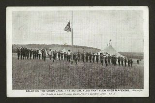 1908 - Boy Scout Postcard - Saluting Flag - Humshaugh Camp - Baden Powell - Rare