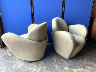 Fantastic Rare Vladimir Kagan Swivel Lounge Chairs