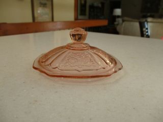 Rare Mayfair " Open Rose " Pink Depression Glass Sugar Lid Hocking Glass Co.