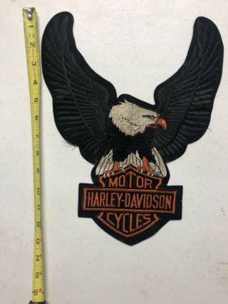 Very Rare Large Vintage Harley - Davidson Motorcycle Eagle Jacket Patch.  13 " X 10 "