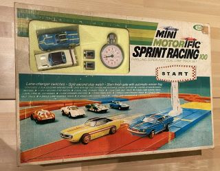 Vintage Ideal Mini Motorific Sprint Racing 100 Ho Slot Car Toy Set Complete Rare