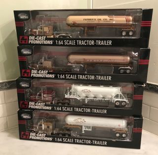 Set Of 4 Farmers Oil Pete & Kw Dcp Diecast Promotions 1/64 All 182 Of 252 Rare