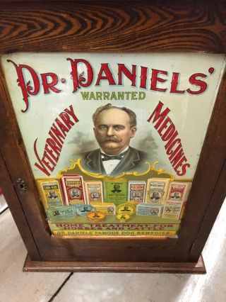 Vintage Rare C.  1900 Country Store " Dr.  Daniels Veterinary Medicines " Cabinet