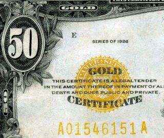 Hgr Sunday 1928 $50 Gold Certificate ( (rare Grade))  Very