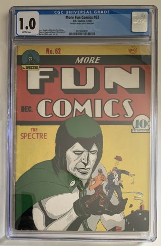(1940) More Fun Comics 62 Cgc 1.  0 Rare Golden Age Spectre Doctor Fate