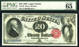 1880,  $20 Fr 142 Large Size Legal Pmg 65 Epq - Rare In This Grade - 142 Known