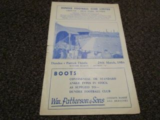 Dundee V Partick Thistle 1955/6 Scotland - Division " A " March 24th Rare