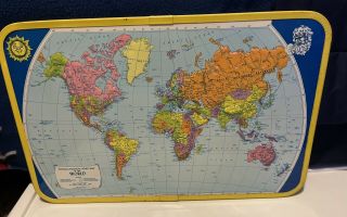 Rare J.  Chein Physical Political Relief Map Of The World Raised Metal 25 - 1/2 "