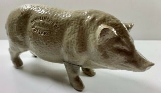 Antique Stoneware Pig Compliments Of Monmouth Pottery Co.  Very Rare