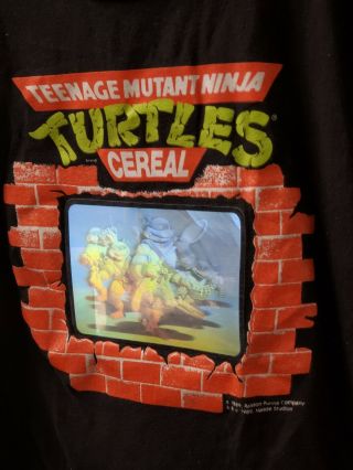 Rare Vintage Teenage Mutant Ninja Turtles Cereal Hologram Shirt 1989 Kid 