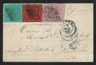 Papal States Italy To Sweden Rare Multicoloured Cover 1868 Certificate Cv$40,  000