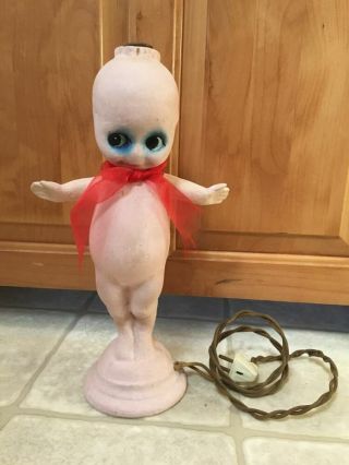 Antique Kewpie Doll Carnival Chalkware Lamp Vintage Rare - - Cute / Creepy