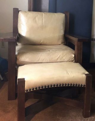 Stunning Rare Stickley Eastwood Chair With Nailhead Trimmed Ottoman
