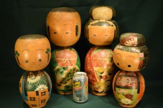 4 Rare Large Vintage Japanese Wood Dolls Kokeshi 16 Inches Tall 5.  5 " Wide