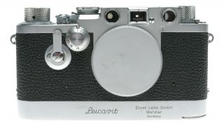 Leica Iiif Chrome Camera Body Red Dial M39 Leicavit Film Winder Drive Rare