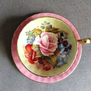 Rare Pink Aynsley J A Bailey England Teacup & Saucer 3