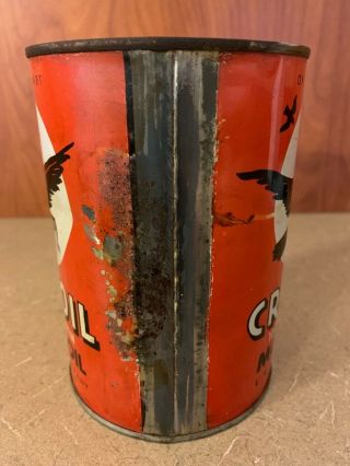 Rare 1940 ' s 1Qt Crozoil Motor Oil Can / Fort Worth,  Texas - NR 3