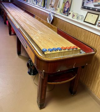 American Shuffleboard Table Regulation Size 22 Feet Scoreboard Wood Antique Rare