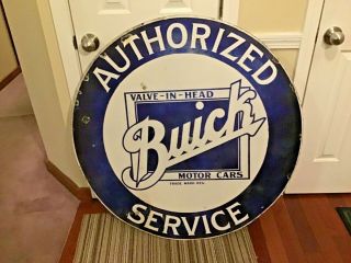 Vintage Rare Buick Authorized Service Porcelain Dealer Sign - 41.  5”