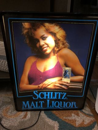 Rare Schlitz Malt Liquor Girl Lighted Beer Sign - Neon Look -