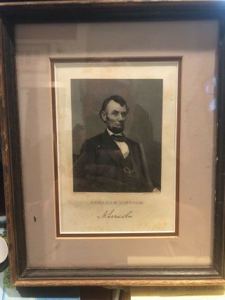 Abraham Linclon Engraving Of 1860 Very Rare Matthew Brady