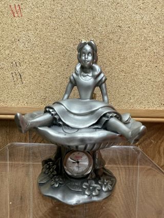 Rare Disney Pewter Alice In Wonderland Cheshire Clock Mushroom Ltd Ed 213/5000
