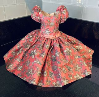 Rare Madame Alexander Cissy Doll Bird Pink Print Polished Cotton Day Dress