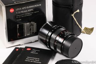 RARE Leica Summicron - M 90mm f2 APO ASPH 1:2/90 BLACK PAINT 11636 M6 MP M7 M9 2