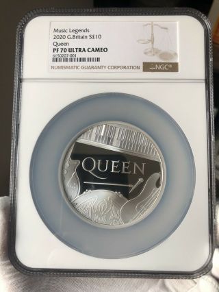 Ngc Pf70 2020 Great Britain Uk Music Legends Queen Silver Coin 5oz Rare