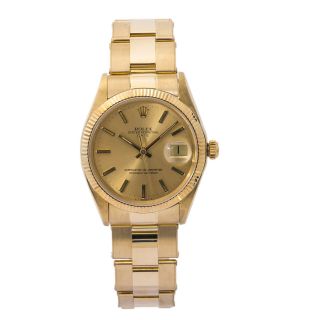 Rolex Date 1503 Automatic 18k Yellow Gold Rare Champagne Dial Mens 34mm