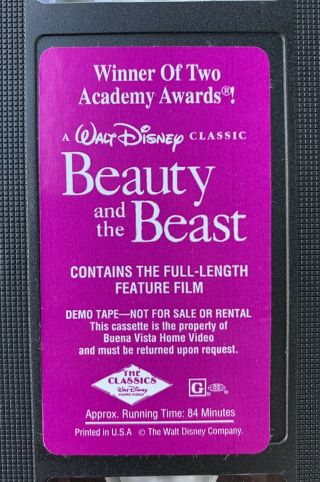 - - - RARE - - - DISNEY VHS TAPE: 1992 - DEMO TAPE - Beauty and the Beast 6