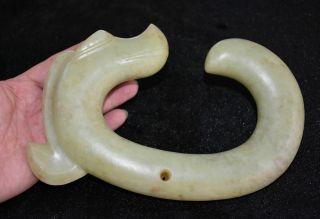 Rare " Hong Shan " Culture Old Jade Carved Dragon " C Dragon " Figure L 21.  0 Cm