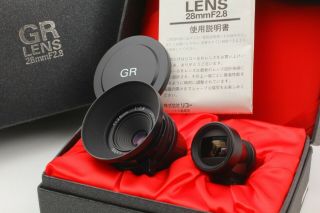 【rare Black Almost Unused】 Ricoh Gr Lens 28mm F2.  8 Leica L39 Ltm,  Finder Japan