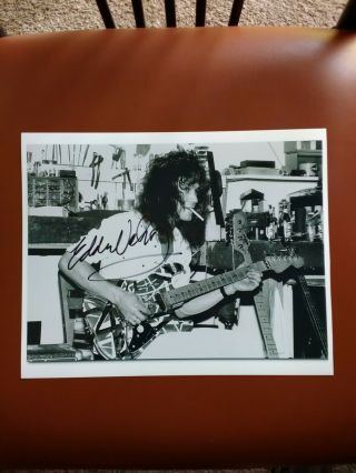 Eddie Van Halen Hand Signed B/w Glossy Photo W/coa Rare Not A Reprint
