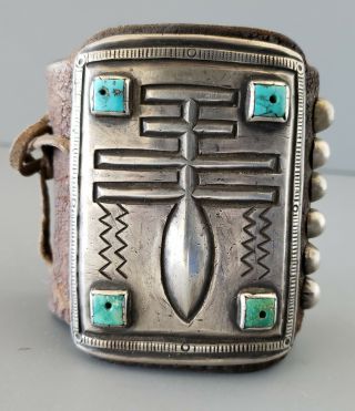 Rare Jock Favour Dragonfly Ketoh Turquoise Silver Leather Bracelet