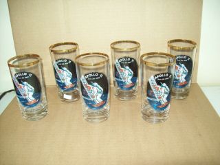 Rare Apollo 11 Drinking Glass Set (6) " One Small Step " Neil Armstrong 7 - 20 1969