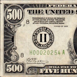 Rare Gold Clause 1928 St.  Louis $500 Five Hundred Dollar Bill 1000 Fr.  2200 20254