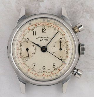 Vintage Vetta Spillmann Chronograph Wristwatch Valjoux 22 38mm Steel Rare Nr