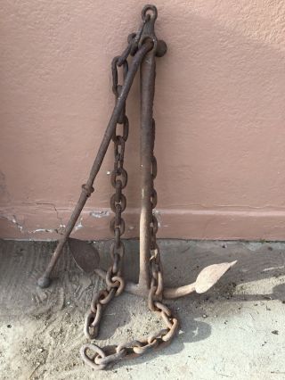 Vintage Iron Hand Forged Anchor/chain And Bar Rare Rare Rare