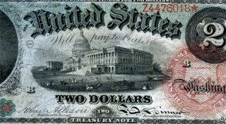 Hgr Sunday 1869 $2 Rare Legal Tender ( (rainbow Note))  Awesome Grade