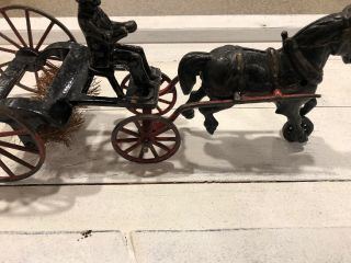 1890 ' s CAST IRON HORSE DRAWN Street Sweeper By WILKINS TOY COMPANY Very Rare. 2