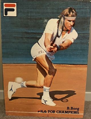 Vintage Rare Fila Bjorn Borg Tennis Poster 22” X 33”