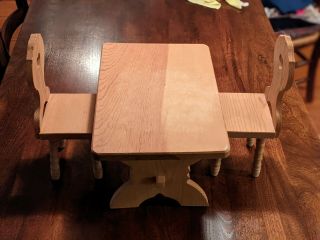 Rare Pleasant Company American Girl Kirsten’s Trestle Table And Chairs