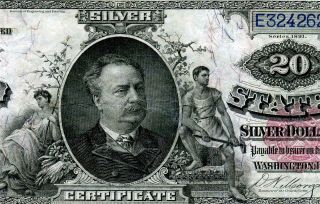 Hgr Sunday 1891 $20 Silver Certificate ( (x - Rare Issue))  Only Lightly Circulated