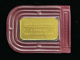 Rare - Vintage Engelhard 1 Oz.  Gold Bar 999.  5,  In Pouch Serial 0016035 -